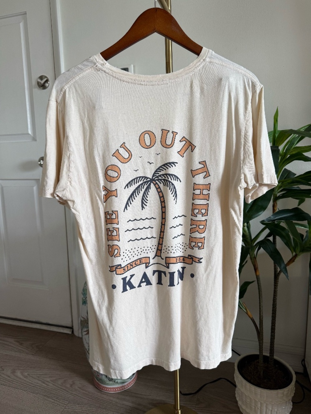Vintage Katin "See You Out There" Surf T-Shirt Cream Size Medium